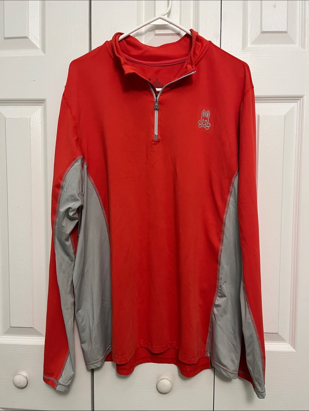 Psycho Bunny orange and Gray Quarter-Zip Performance sweatshirt
